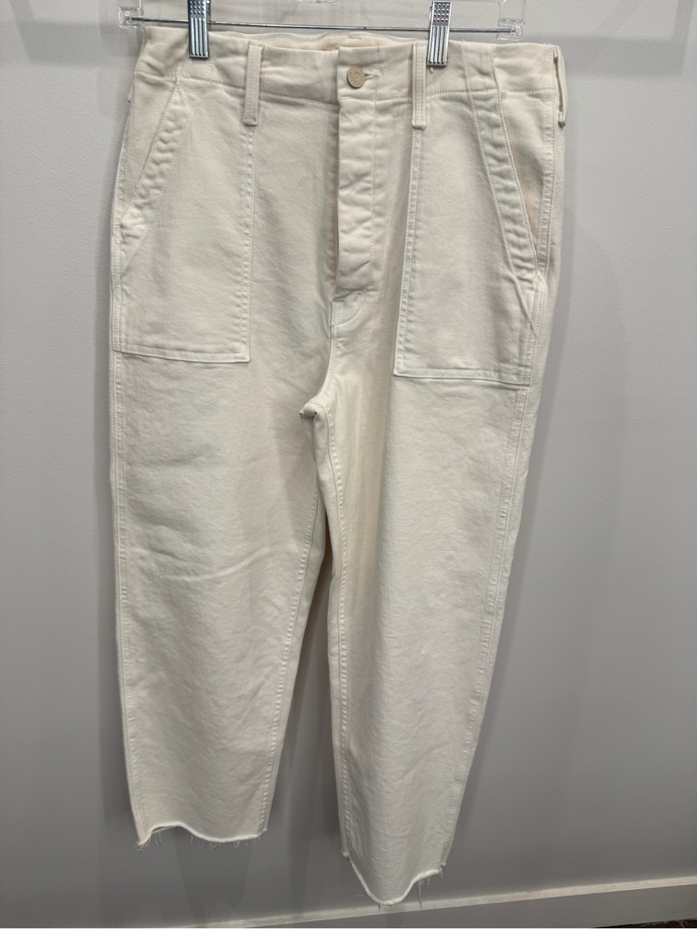 MOTHER Women's Straight Leg Jeans in Off-White/Cream